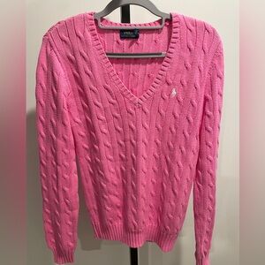 Ralph Lauren women’s v-neck cable knit sweater medium